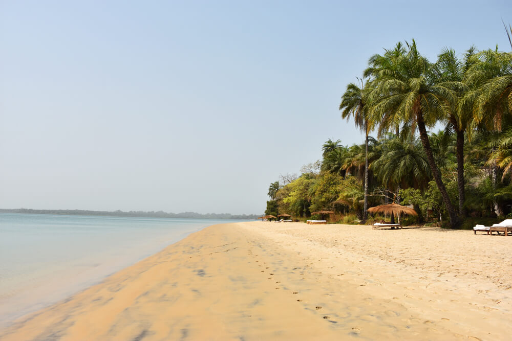 The beach at Ponta Anchaca on the island of Rubane in the Bijagos archipelago of Guinea-Bissau