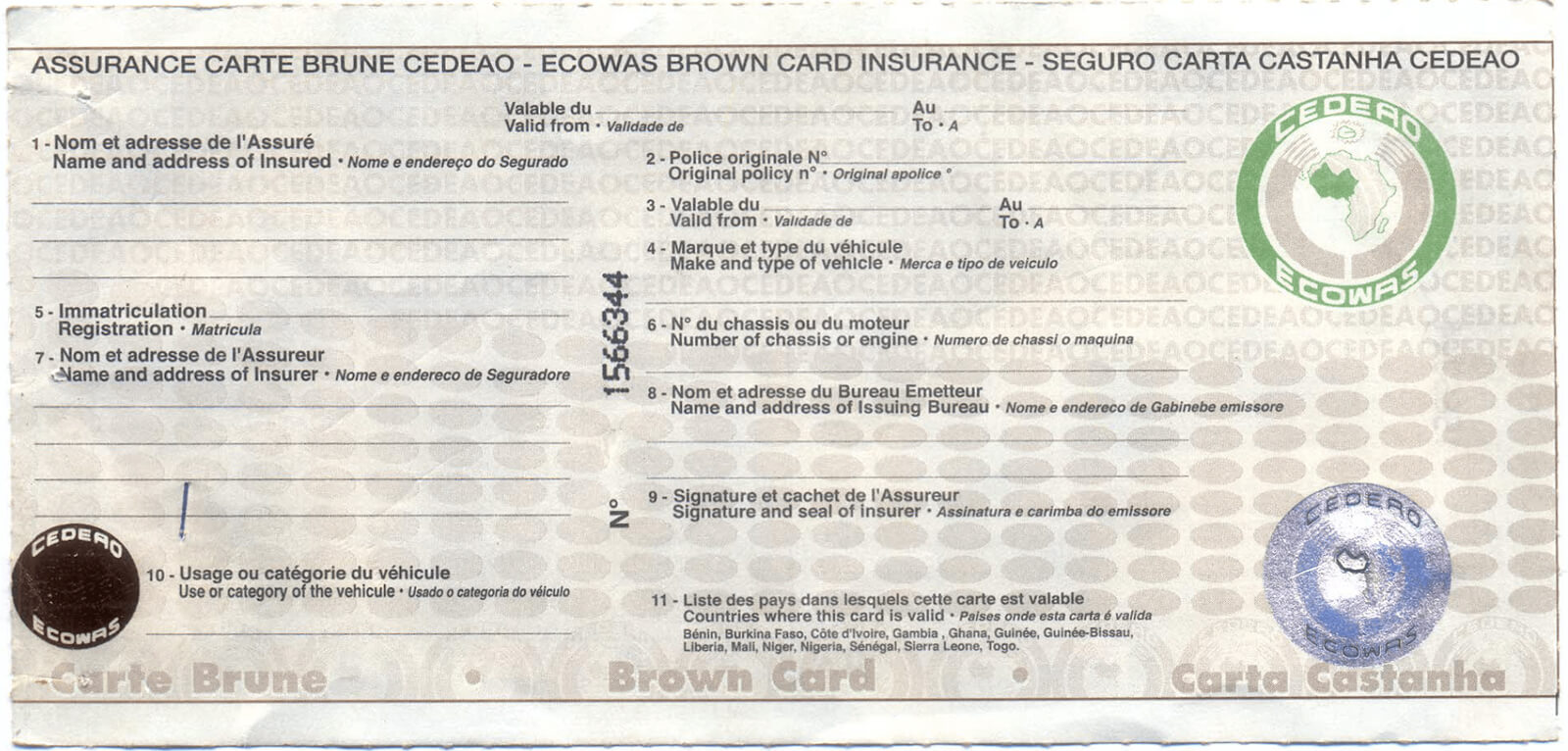taking out brown card insurance for West Africa if you are overlanding in your own vehicle