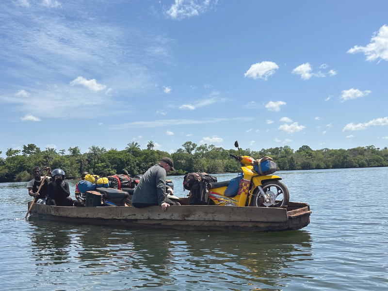Crossing the Kogon River on route from Guinea Bissau to Guinea Conakry
